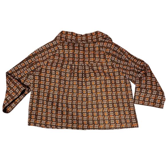 Lapis Blazer Women Large Brown Circle Print Cropped Suit Office Corporate Jacket - Picture 2 of 11